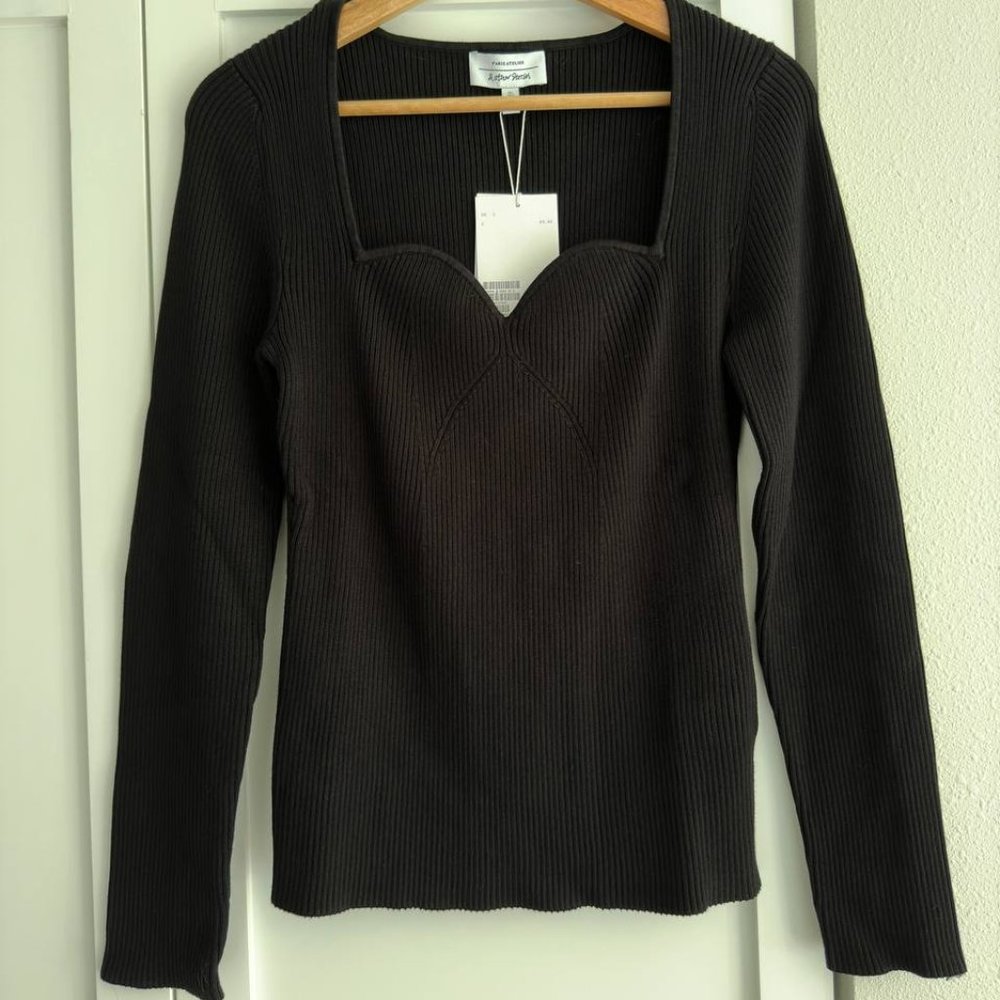 & Other Stories Fitted Sweetheart Neck Rib Top Size L